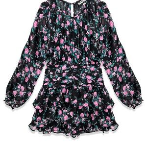 Tween Girl Katie J NYC black floral dress Sz 12 NWT